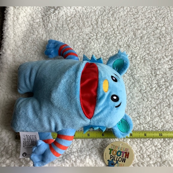 The Tooth Brigade Blue Monster Tooth Fairy Pillow w Pocket Plush Stuffed Animal - Picture 11 of 13
